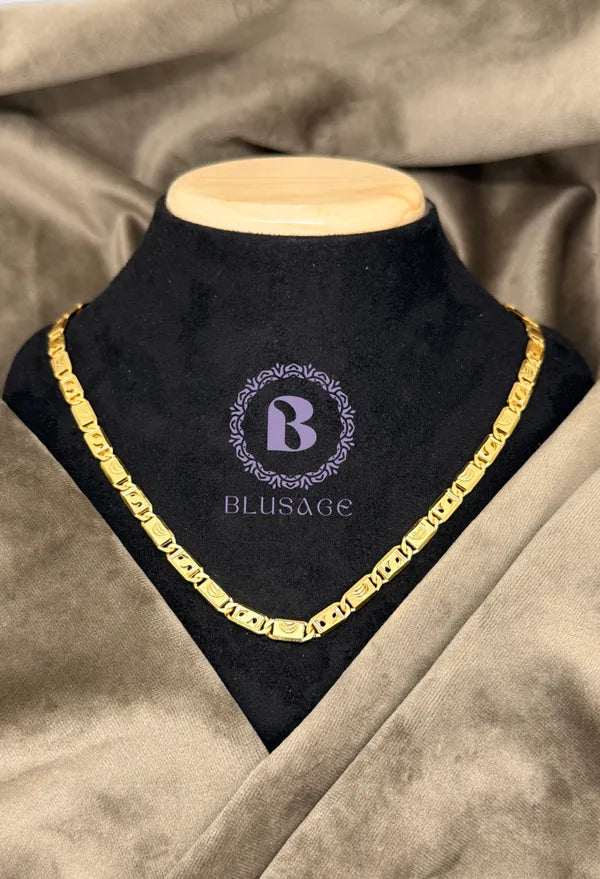 Inverted Commas Biscuit in IGP Brass Micro Gold Plated Nawabi Chain For Stylish Men
