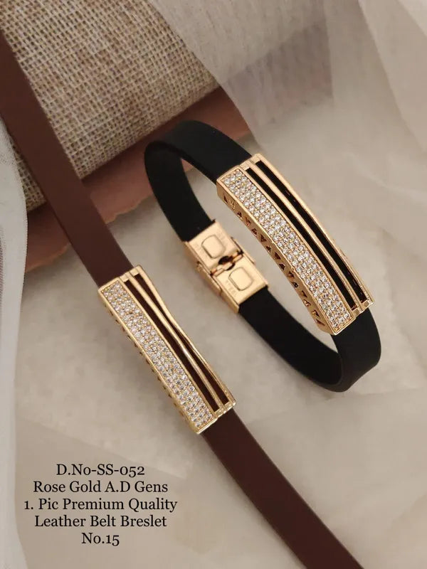 Rose Gold A.D. Gent's Premium Quality Leather Belt Bracelet