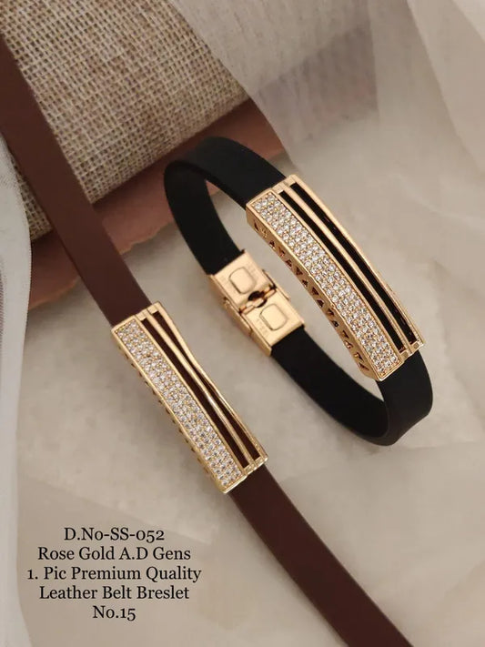Rose Gold A.D. Gent's Premium Quality Leather Belt Bracelet