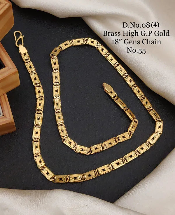 Spark Design Biscuit in IGP Brass Micro Gold Plated Nawabi Chain For Stylish Men