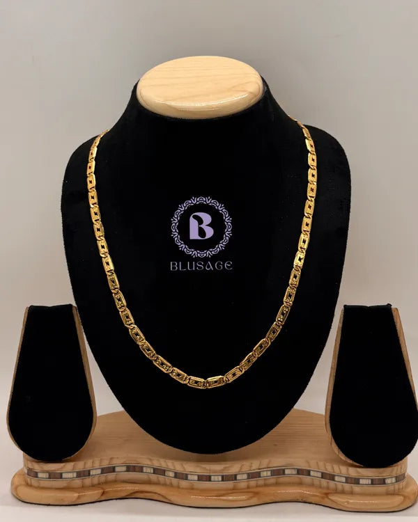 Spark Design Biscuit in IGP Brass Micro Gold Plated Nawabi Chain For Stylish Men