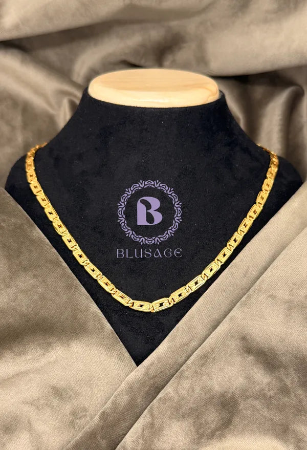 Spark Design Biscuit in IGP Brass Micro Gold Plated Nawabi Chain For Stylish Men