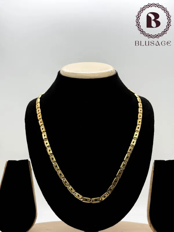Spark Design Biscuit in IGP Brass Micro Gold Plated Nawabi Chain For Stylish Men