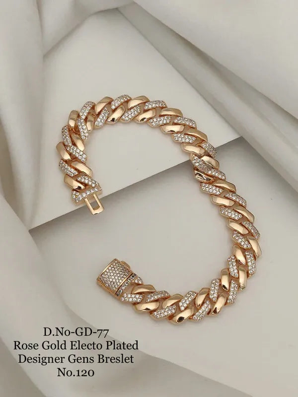 Rose Gold Electo Plated Designer Cuban Bracelet