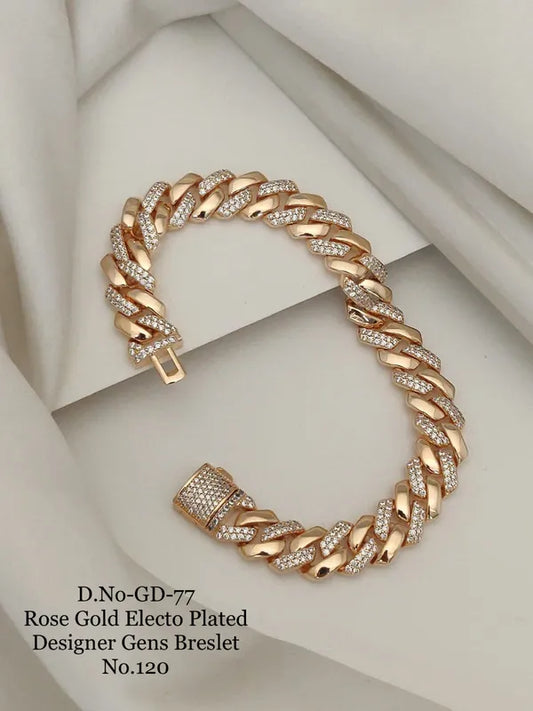 Rose Gold Electo Plated Designer Cuban Bracelet