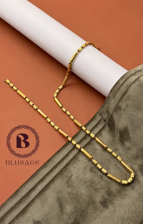Elegant Pipe Design Gold Plated Premium Waterproof Chain For Men