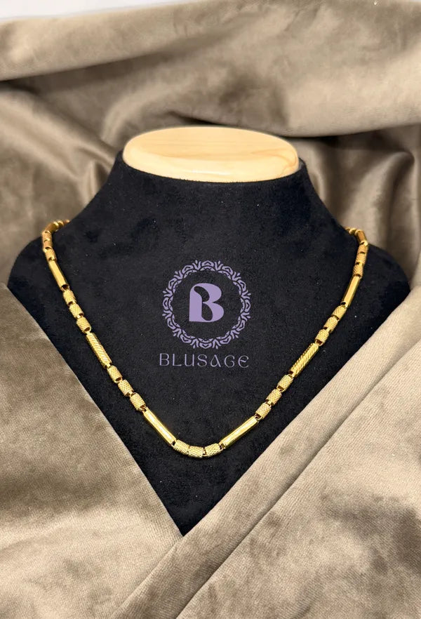 Elegant Pipe Design Gold Plated Premium Waterproof Chain For Men