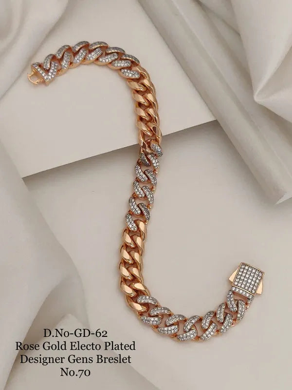 Rose Gold Electo Plated Designer Cuban Bracelet