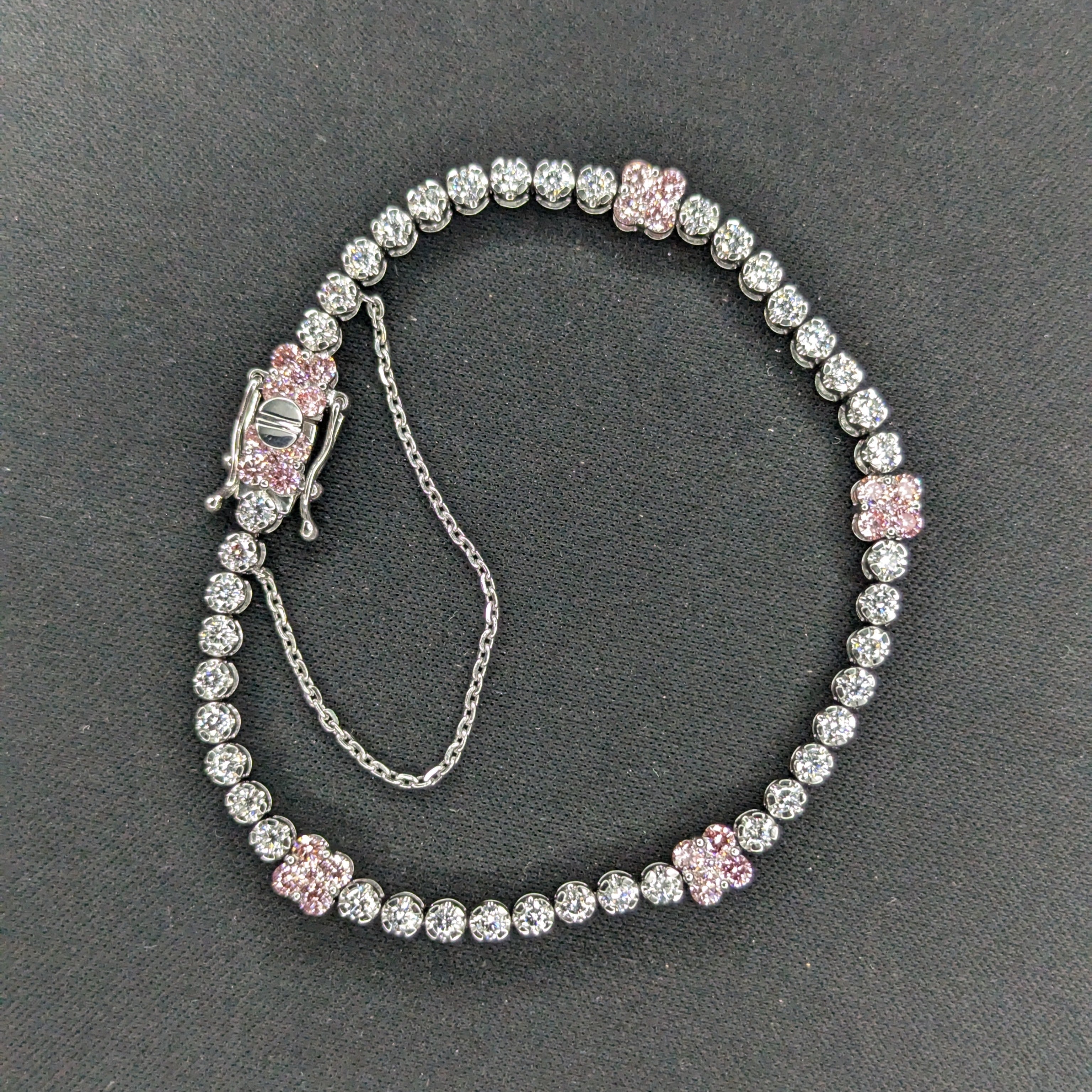 10.00tcw Pink And White Lab Diamond Tennis Bracelet | DEF VVS–VS | IGI Certified