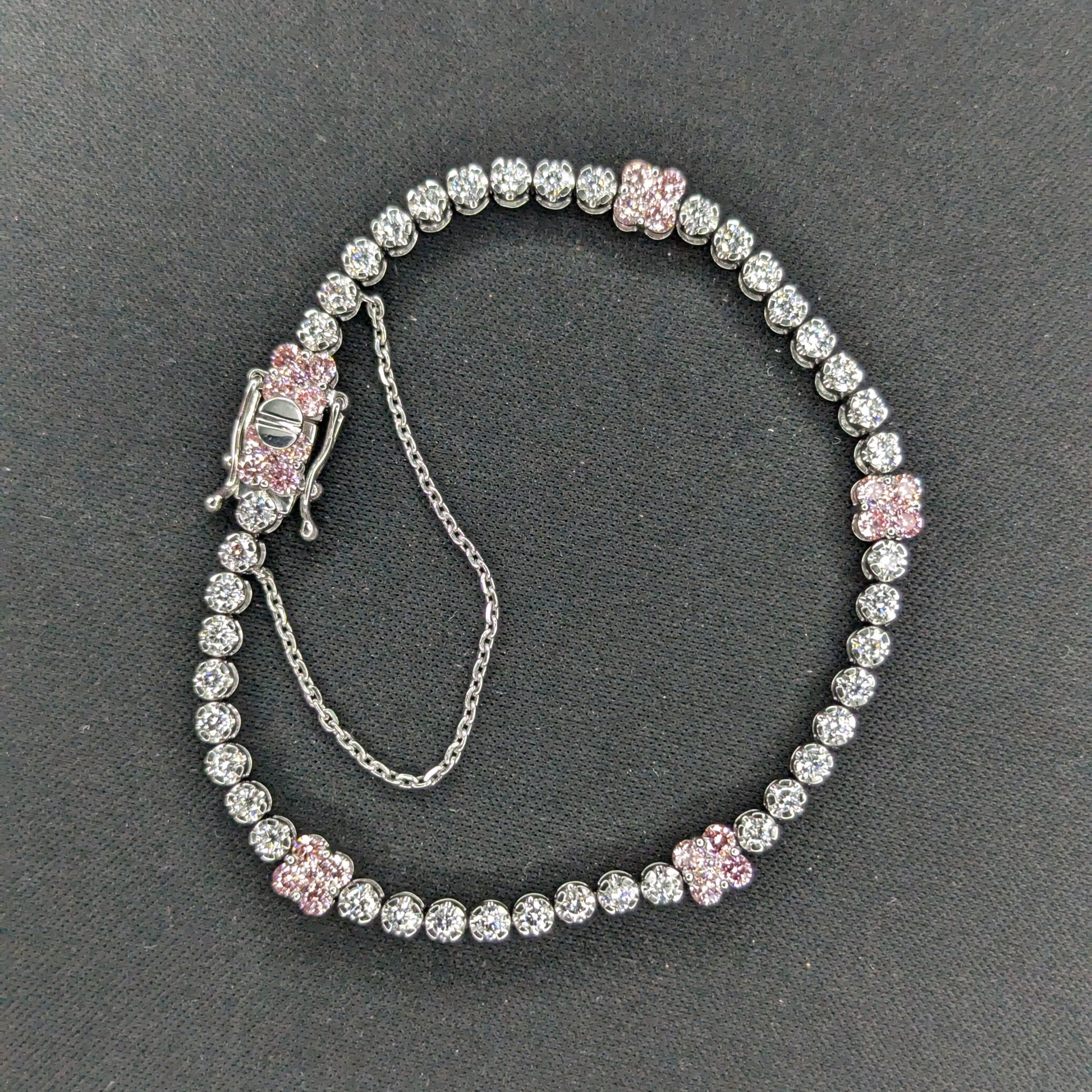 10.00tcw Pink And White Lab Diamond Tennis Bracelet | DEF VVS–VS | IGI Certified