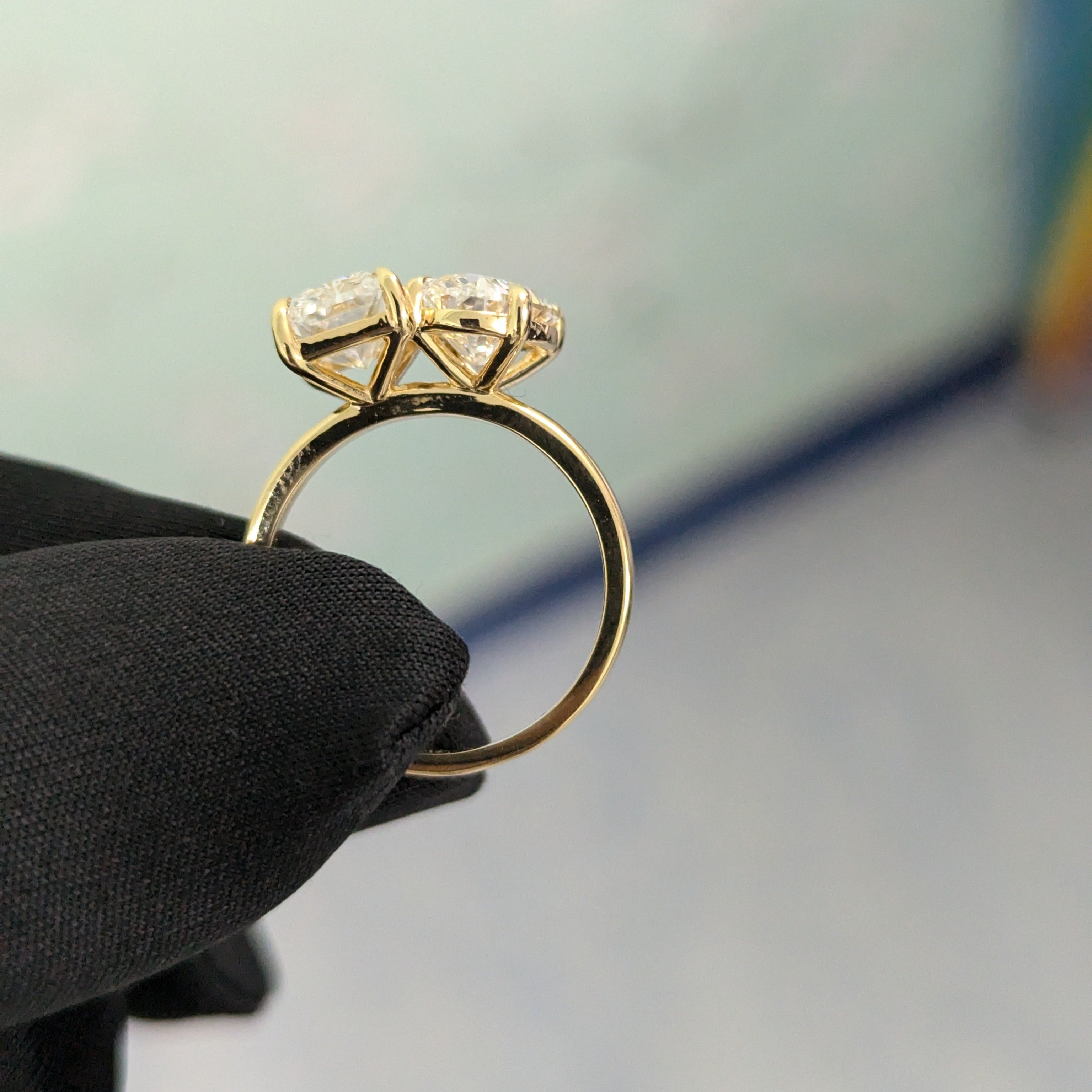 Emerald And Oval 4.00tcw Toi et Moi Lab Diamond Ring | IGI Certified | 10k 14k 18k Gold