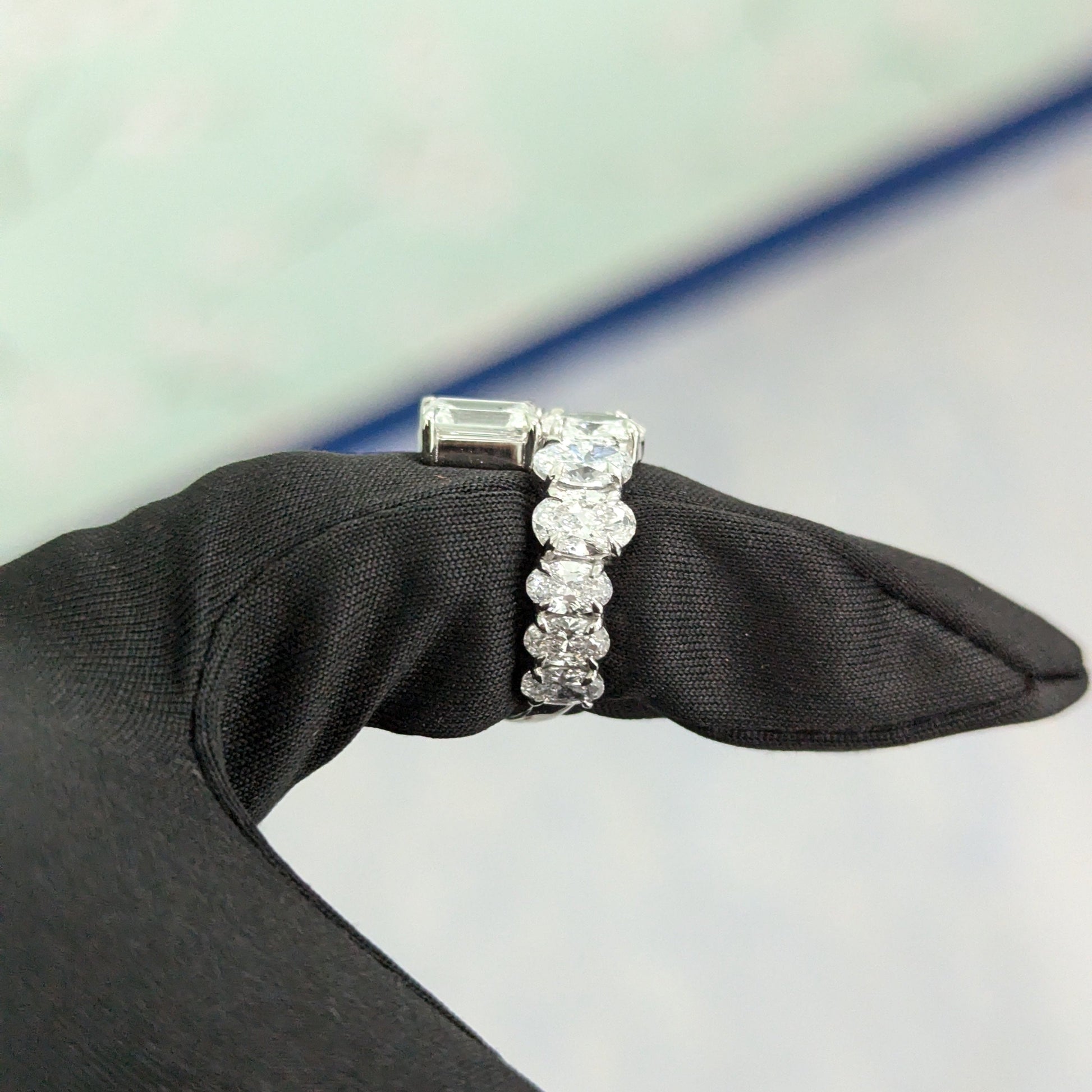 8.50tcw Oval And Emerald Lab Grown Diamond Bypass Ring | IGI Certified | D-E-F Color VVS-VS Clarity