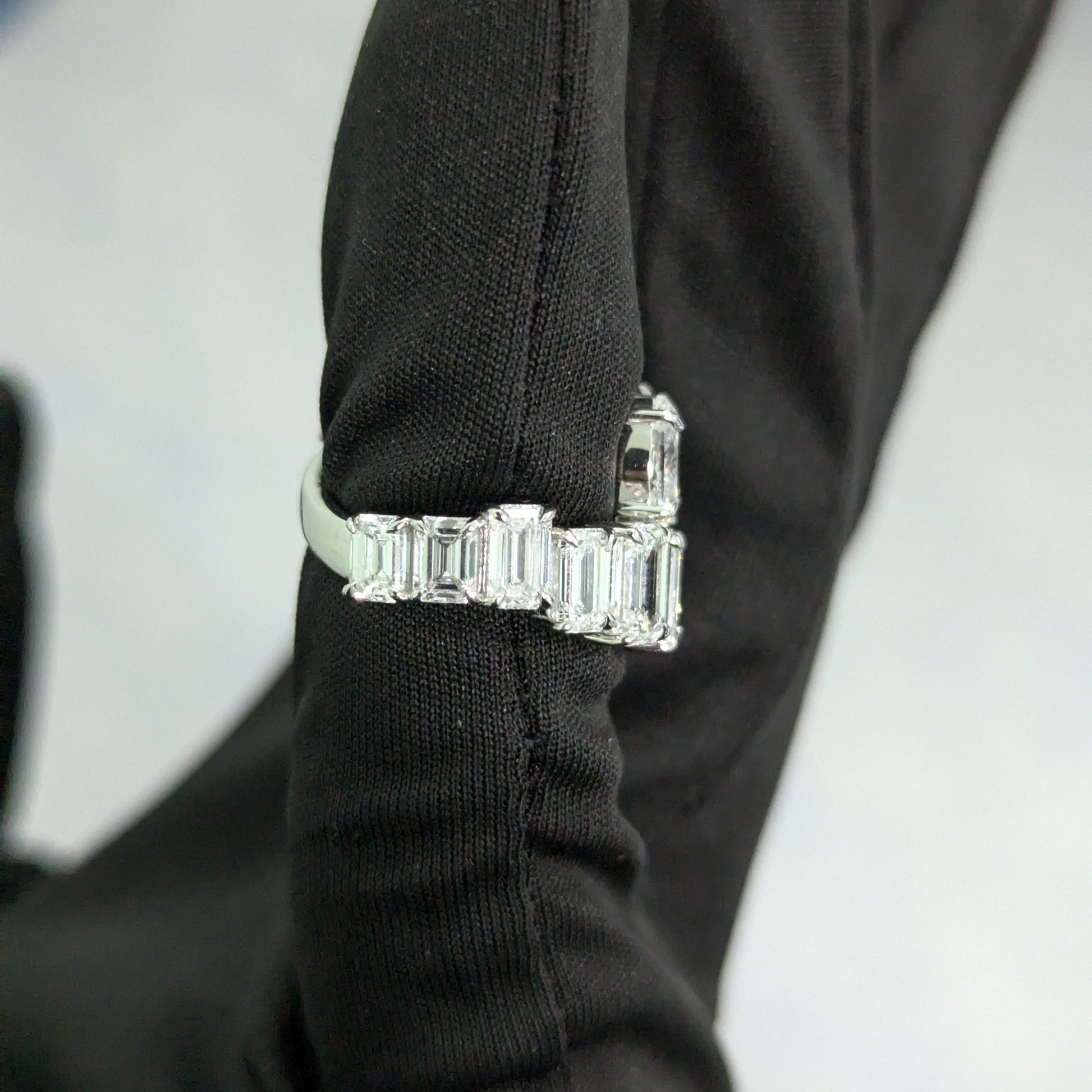 8.50tcw Oval And Emerald Lab Grown Diamond Bypass Ring | IGI Certified | D-E-F Color VVS-VS Clarity