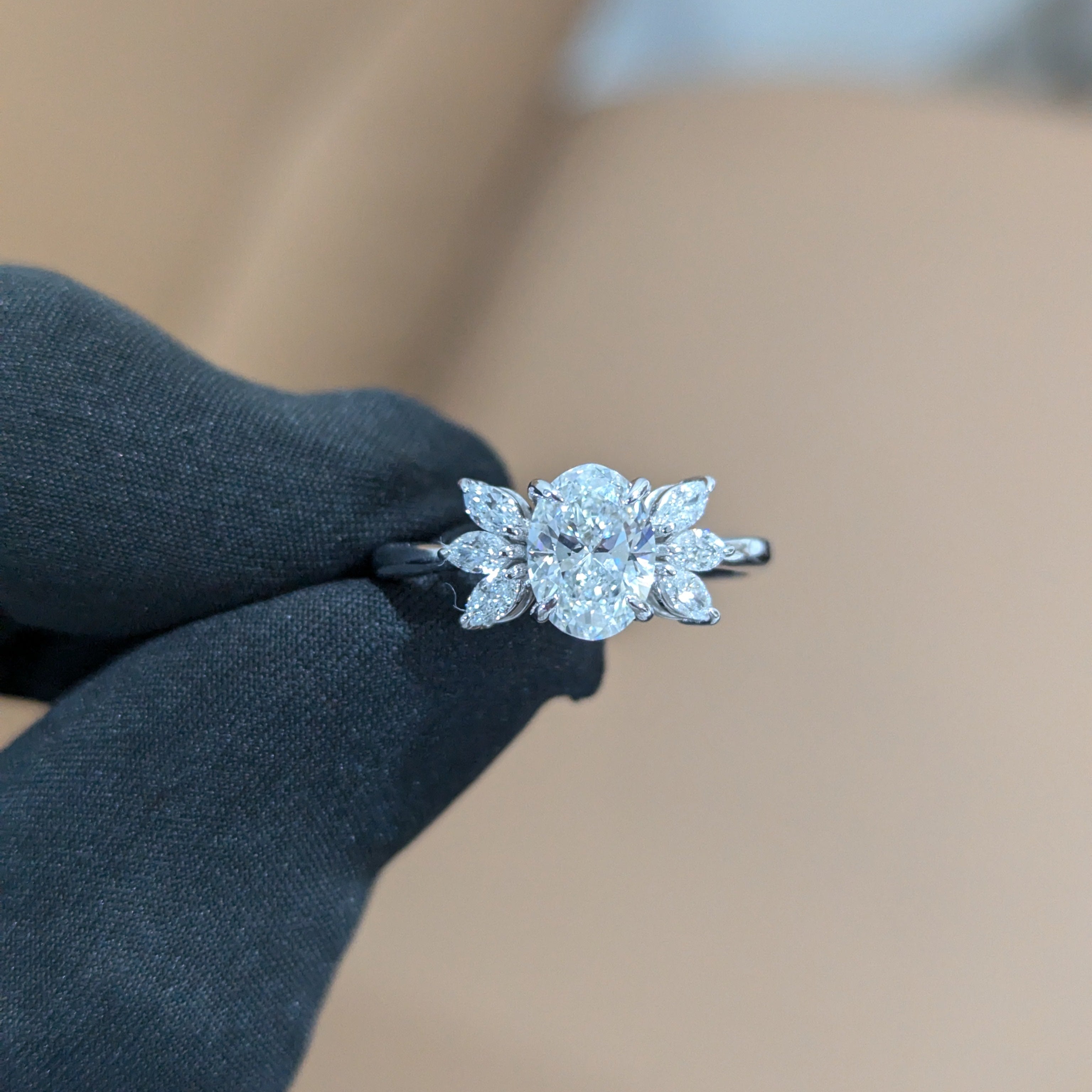 1.30tcw | Oval and Marquise Lab Diamond Ring | Ethical & Elegant | IGI Certified