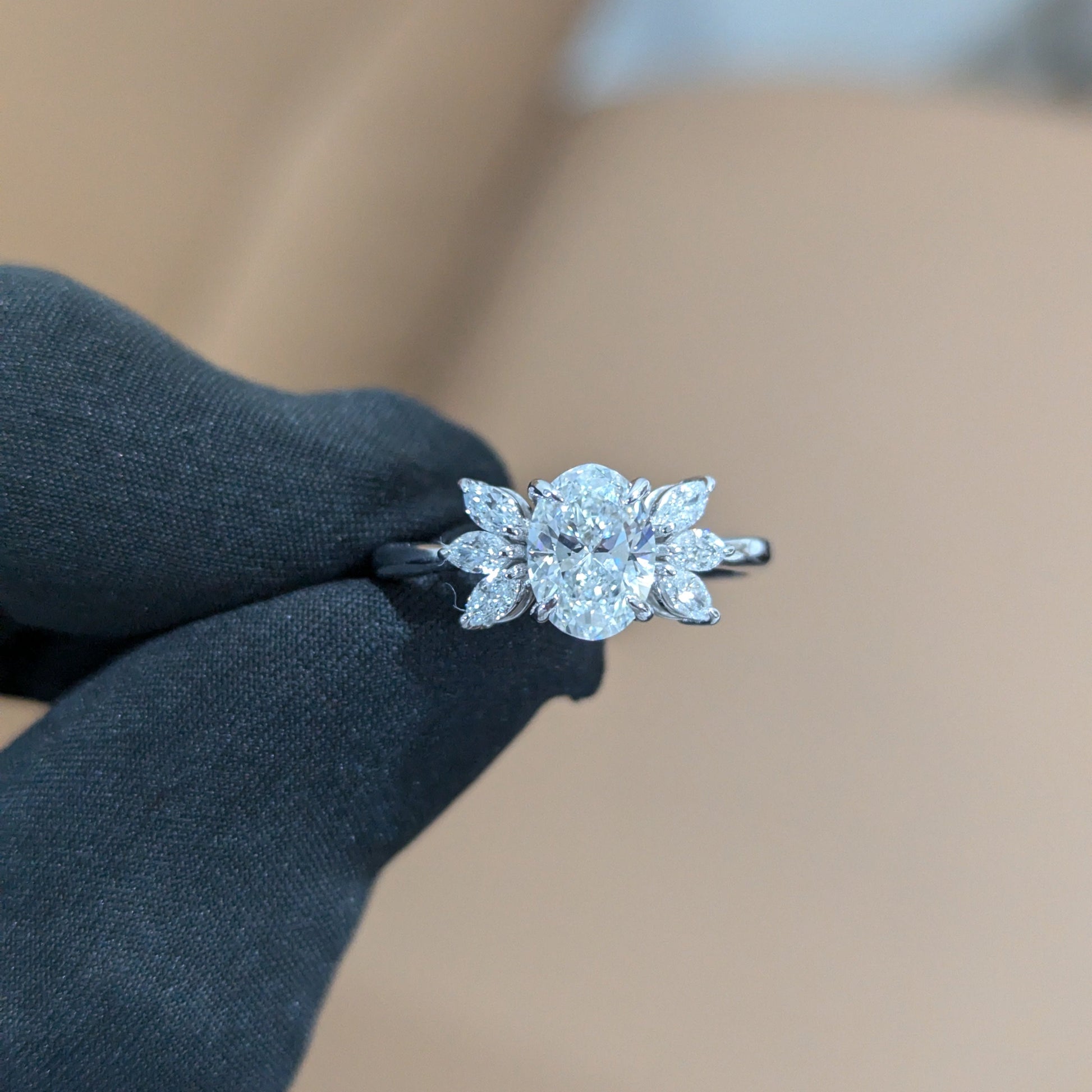 1.30tcw | Oval and Marquise Lab Diamond Ring | Ethical & Elegant | IGI Certified