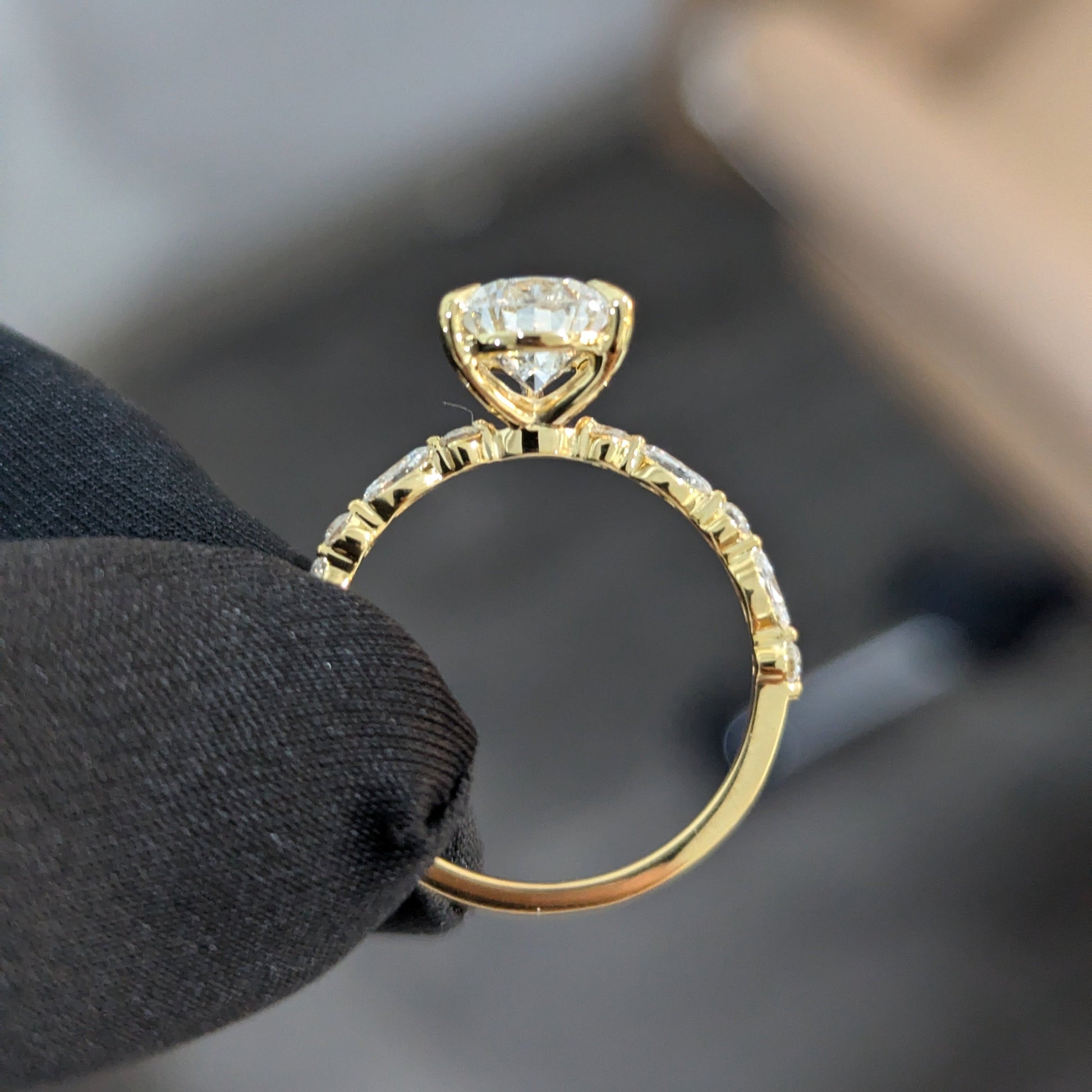 3.15tcw Pear Cut Lab Diamond Ring | Side Accents | Ethical Engagement Ring | IGI Certified