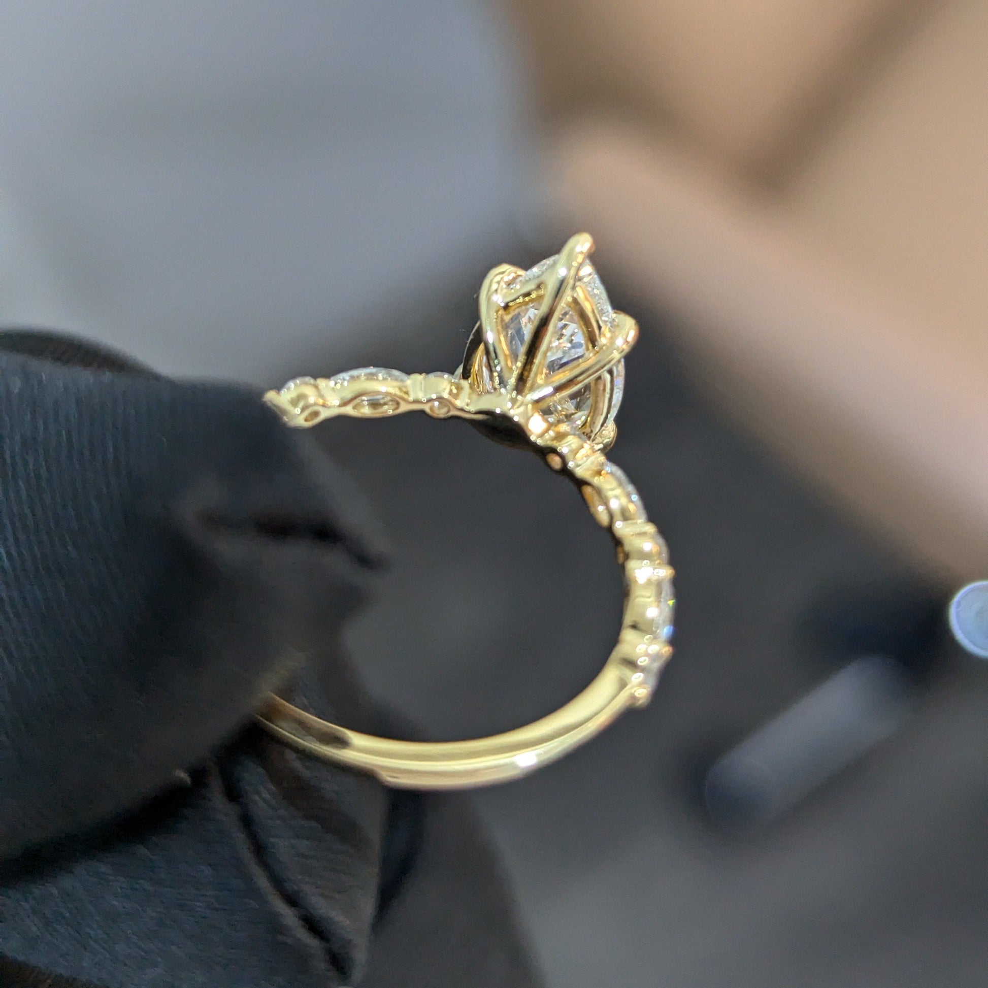 3.15tcw Pear Cut Lab Diamond Ring | Side Accents | Ethical Engagement Ring | IGI Certified