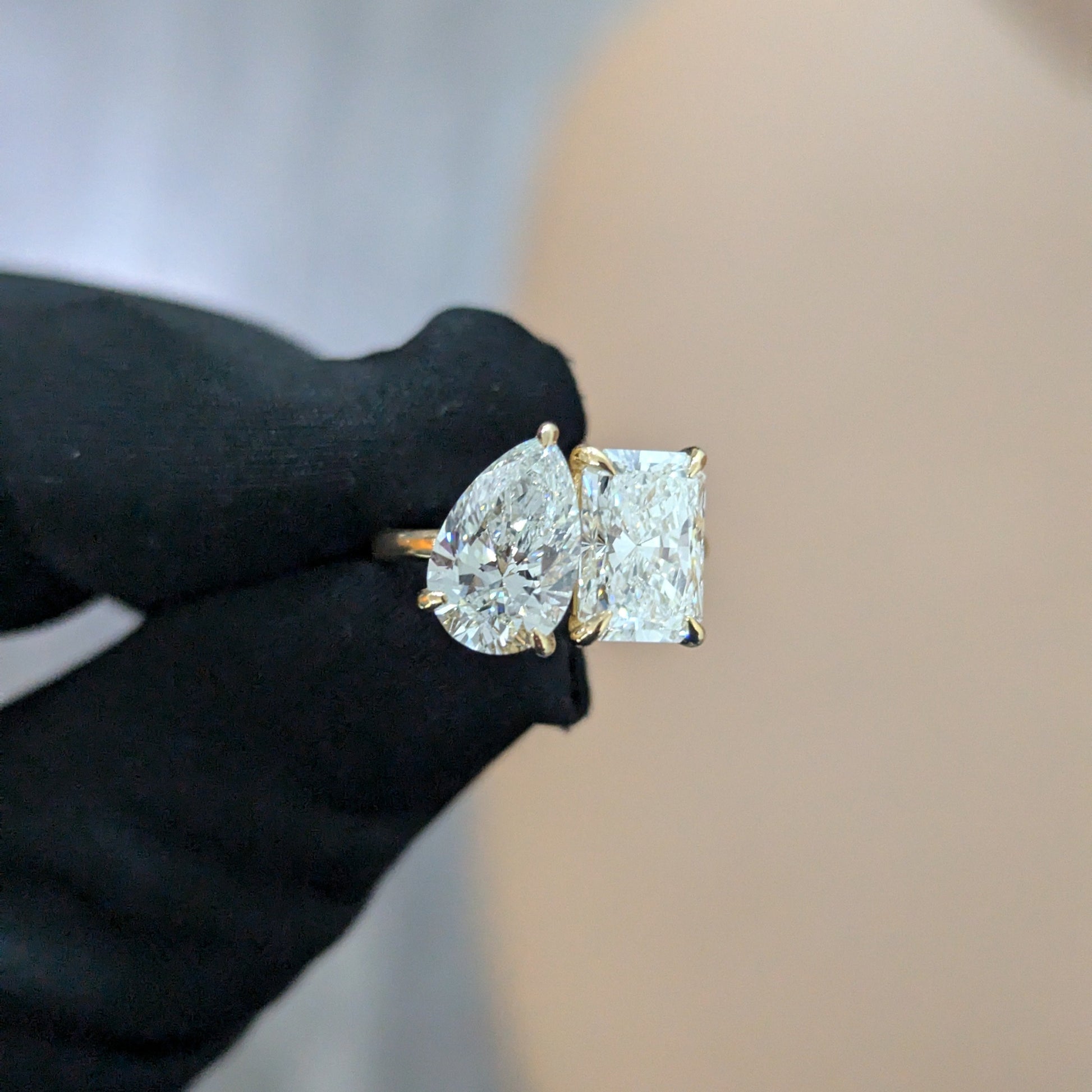 5.00ct Pear & Radiant Lab Diamond Toi Et Moi Ring | IGI Certified | Custom Gold Engagement Ring