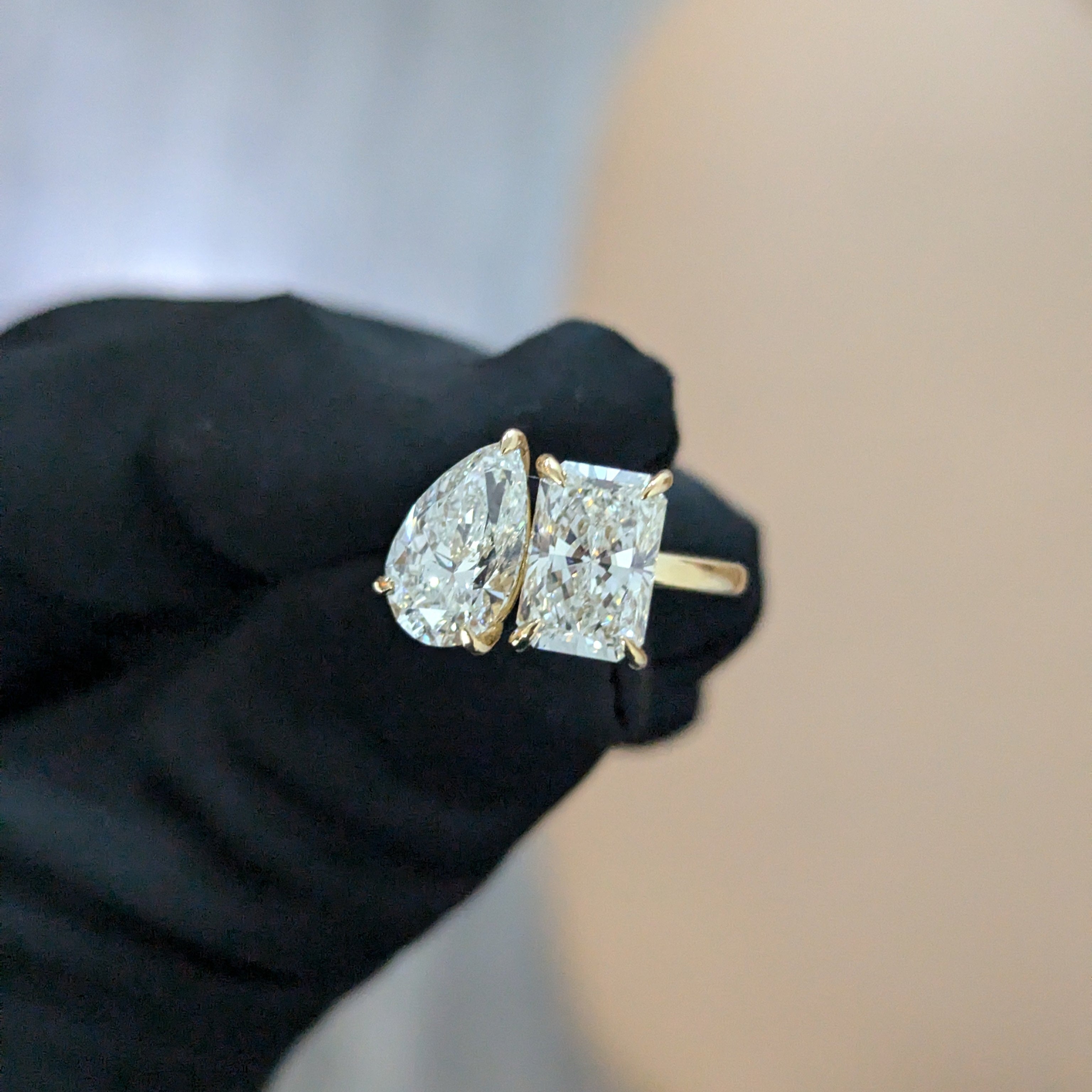 5.00ct Pear & Radiant Lab Diamond Toi Et Moi Ring | IGI Certified | Custom Gold Engagement Ring