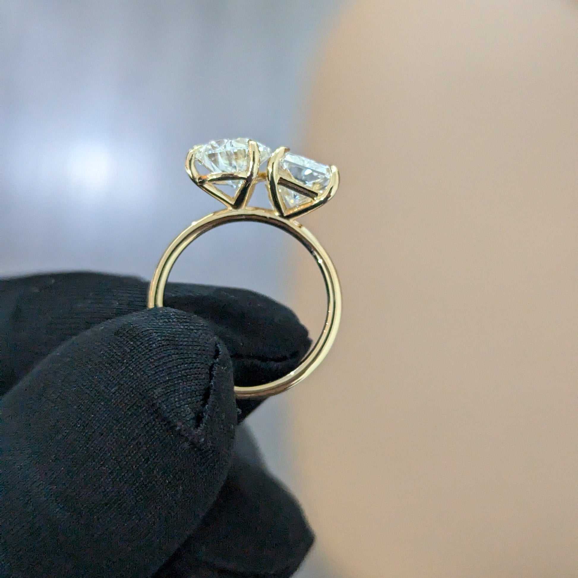 5.00ct Pear & Radiant Lab Diamond Toi Et Moi Ring | IGI Certified | Custom Gold Engagement Ring