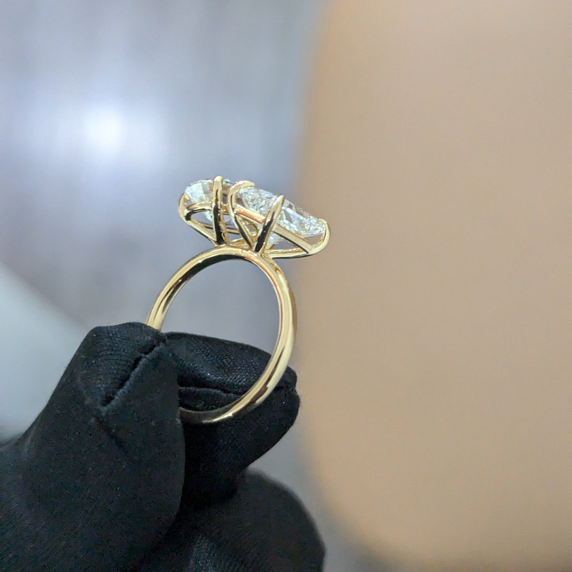 5.00ct Pear & Radiant Lab Diamond Toi Et Moi Ring | IGI Certified | Custom Gold Engagement Ring