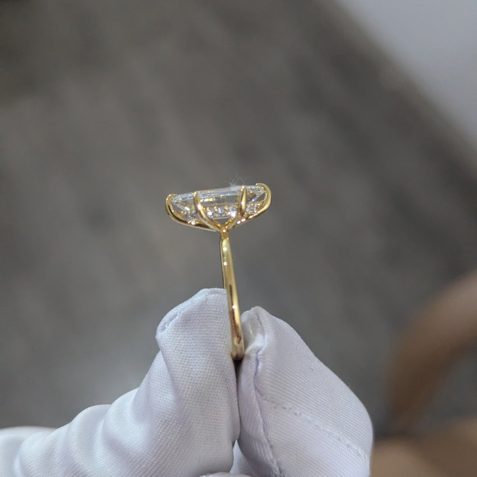 1.10tcw Hexagon Lab Diamond Engagement Ring | Hidden Halo | IGI Certified | Ethical Gold | DEF VVS