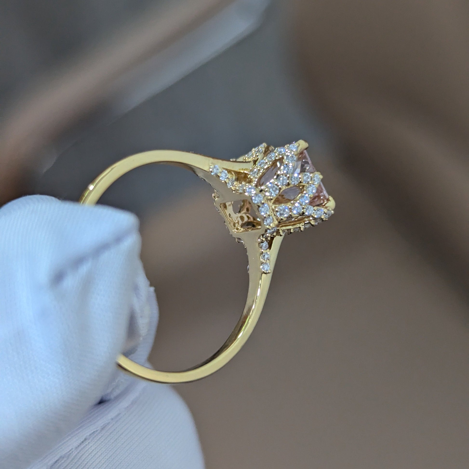 Radiant 3.30tcw Fancy Pink Lab Diamond Ring | IGI Certified | White Gold | Round Side Stones | Ethical Engagement Ring