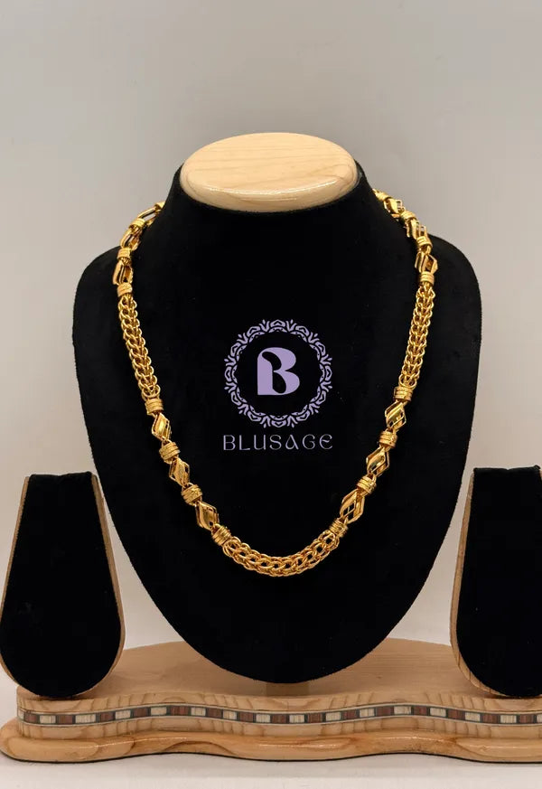 Micro Gold Plated Rajwadi Exciting Modern Leaf Design High-Quality Chain for Men