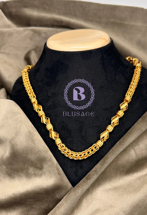 Micro Gold Plated Rajwadi Exciting Modern Leaf Design High-Quality Chain for Men