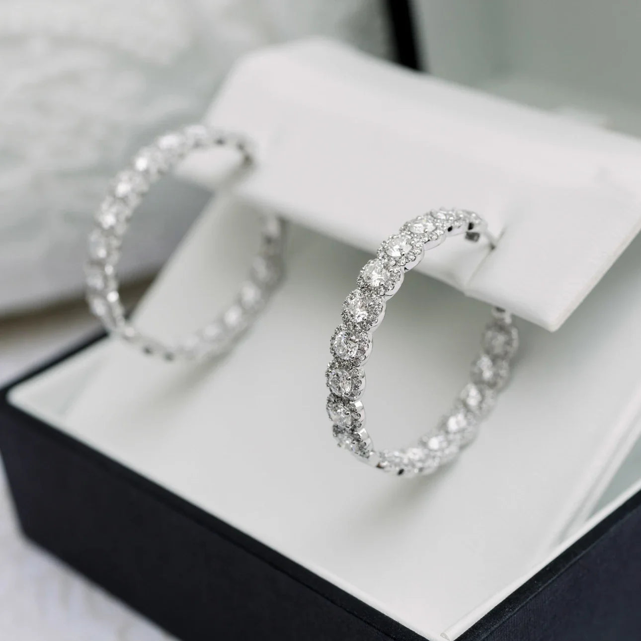 Round Lab Grown Diamond Heavenly Hoops Earring, EF Color, VS Clarity, IGI Certified