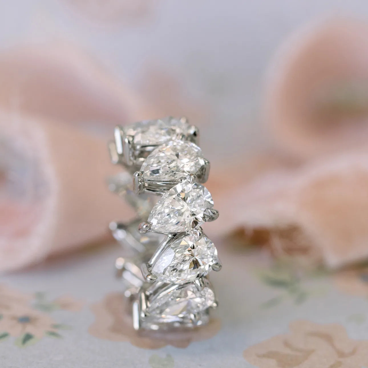 Pear Angled Eterrnity Band, EF Color, VS Clarity - IGI Certified Diamond