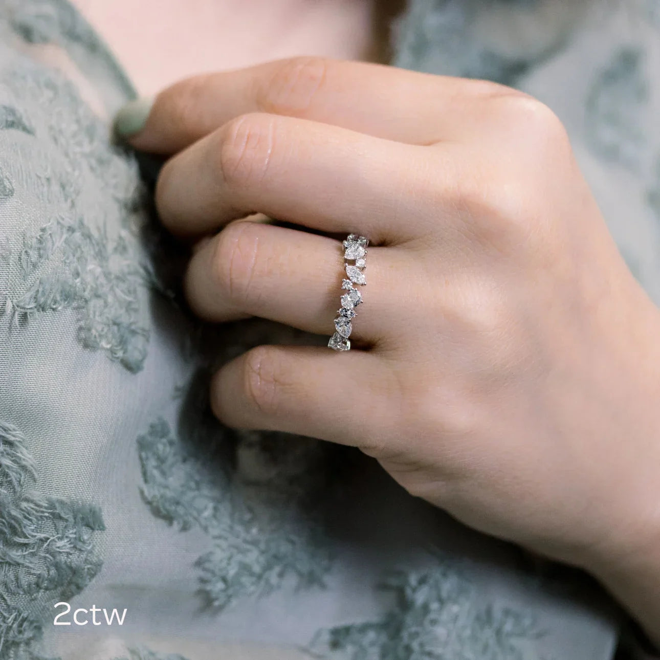 Multi Shape Lab Grown Diamond Eternity Band, EF Color, VS Clarity - IGI Certificate