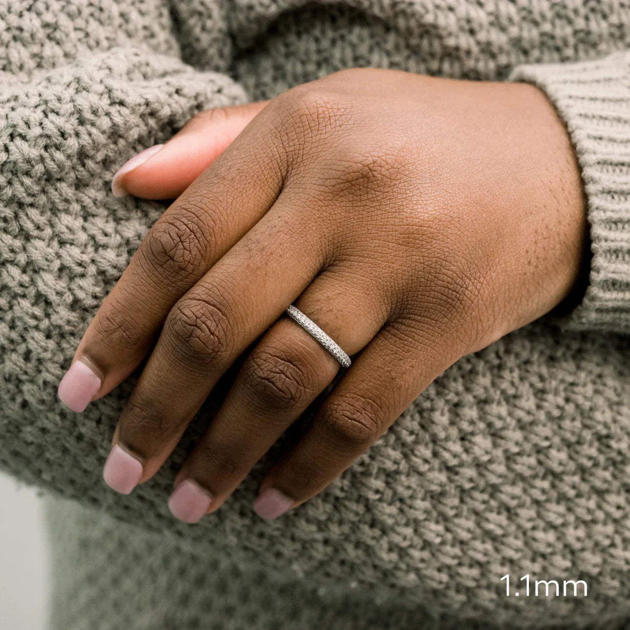 Round Lab Grown Diamond Three Sided Pave Eternity Band, EF Color, VS Clarity