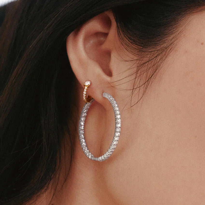 Common :: elegant lab grown diamond huggie earrings white gold small hoop design modern everyday jewelry