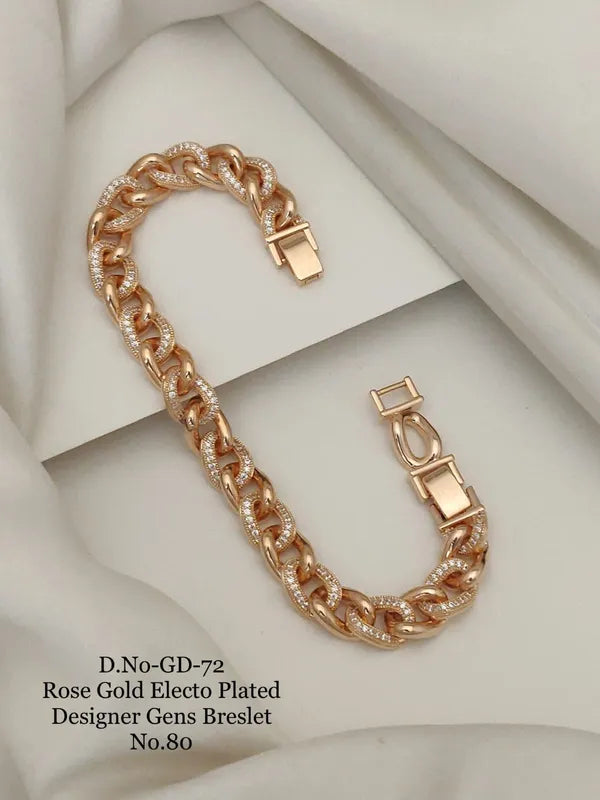 Rose Gold Electo Plated Designer Cuban Bracelet