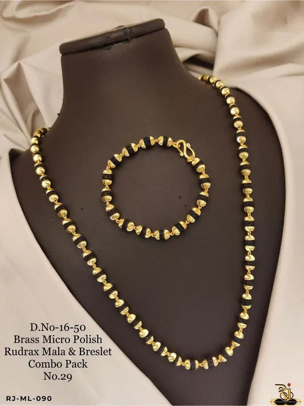 Premium Men's Rudrax Bracelet & Mala in Brass Micro polish