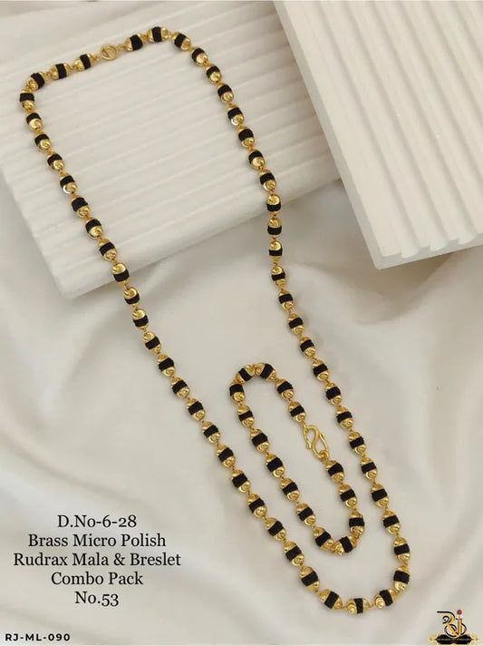 Unique & Elegance Men's Big Topi Rudrax Mala & Bracelet in Brass Micro polish