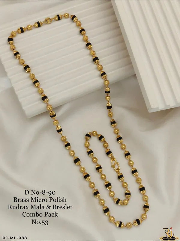 Stylish Men's Rudrax One by One Bracelet & Mala in Brass Micro polish