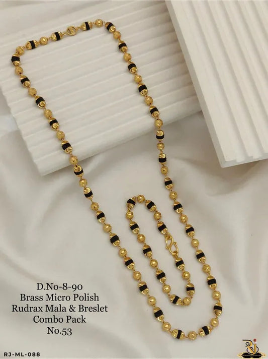 Stylish Men's Rudrax One by One Bracelet & Mala in Brass Micro polish