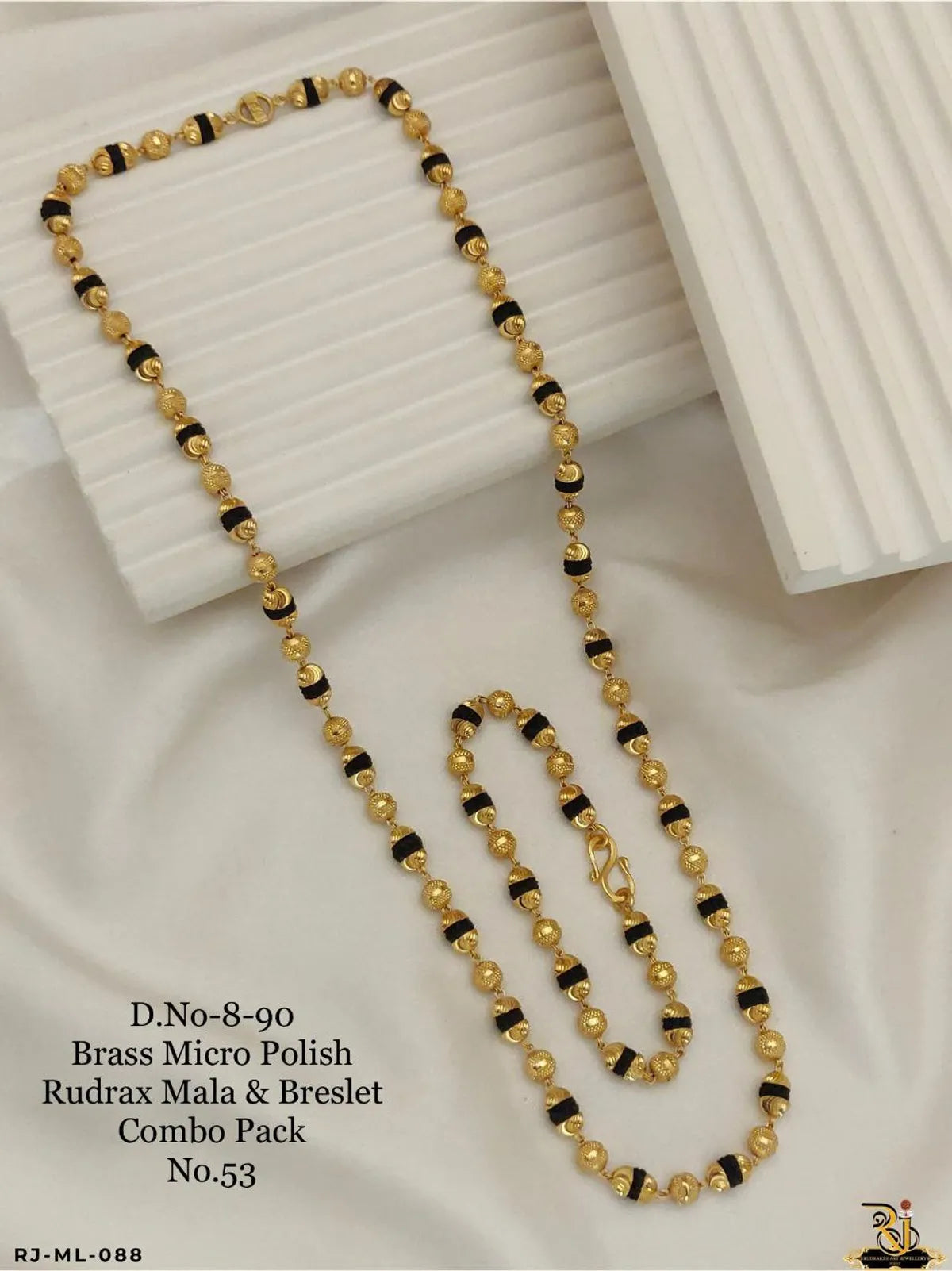 Stylish Men's Rudrax One by One Bracelet & Mala in Brass Micro polish