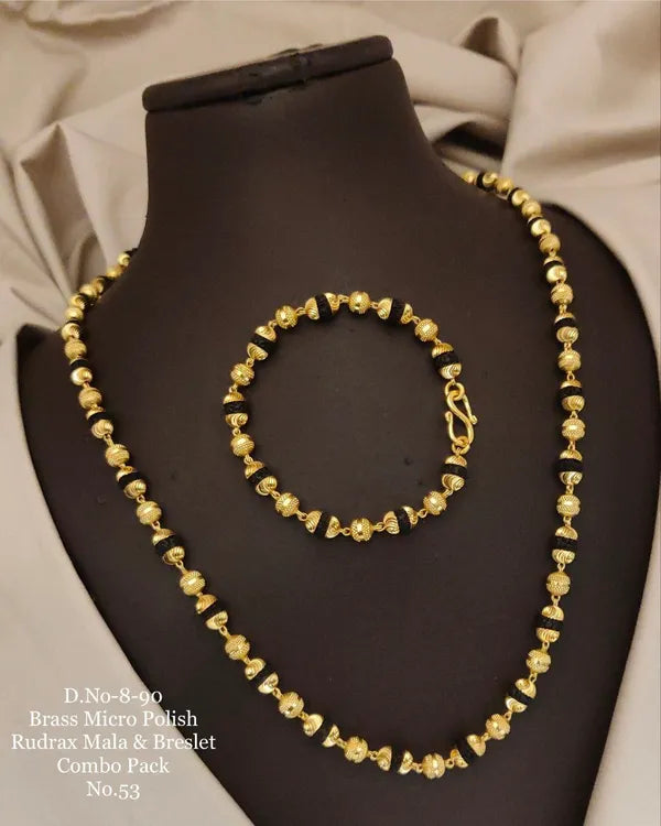 Stylish Men's Rudrax One by One Bracelet & Mala in Brass Micro polish