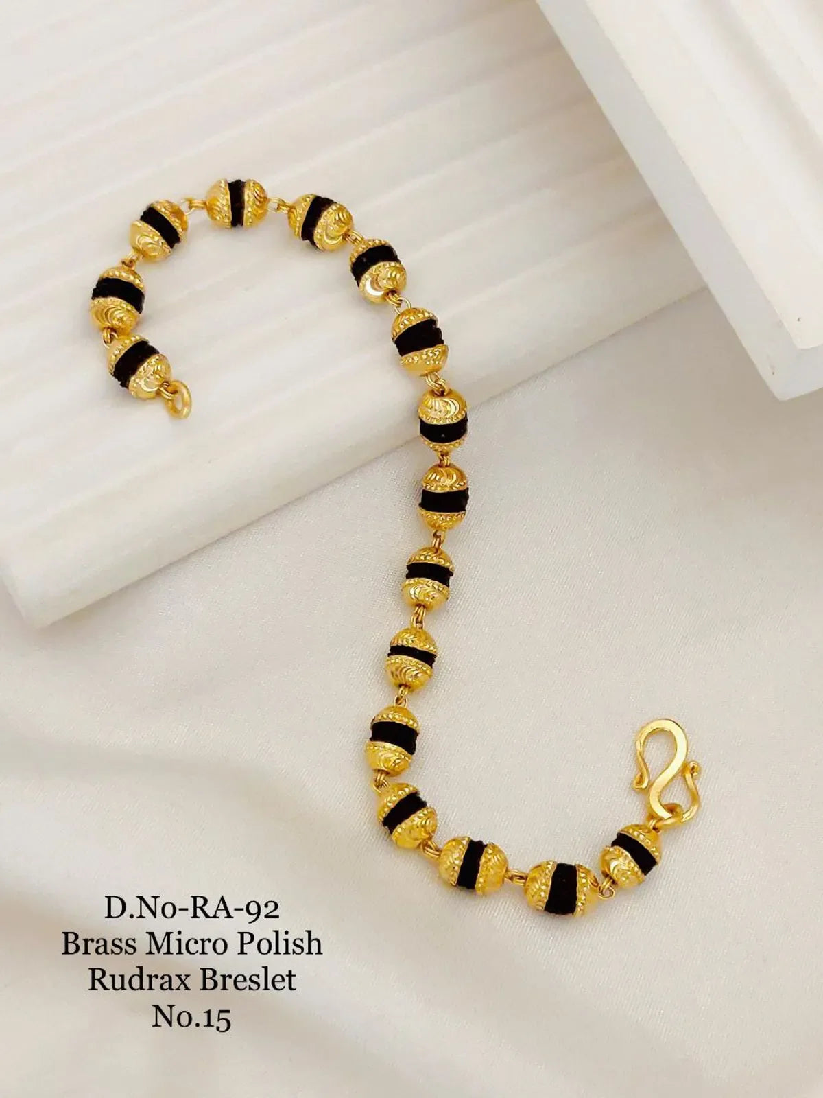 Fancy Design Men's Big size Rudrax Bracelet in Brass Micro polish