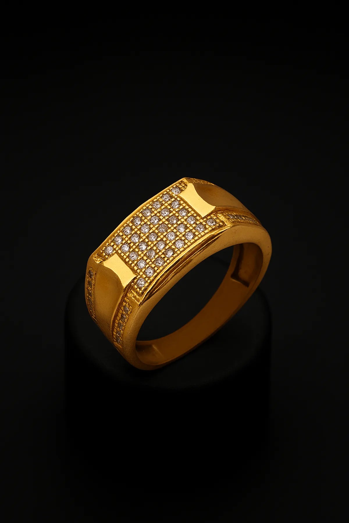 Dzinetrendz Brass Gold plated Diamond Ring for Men & boys