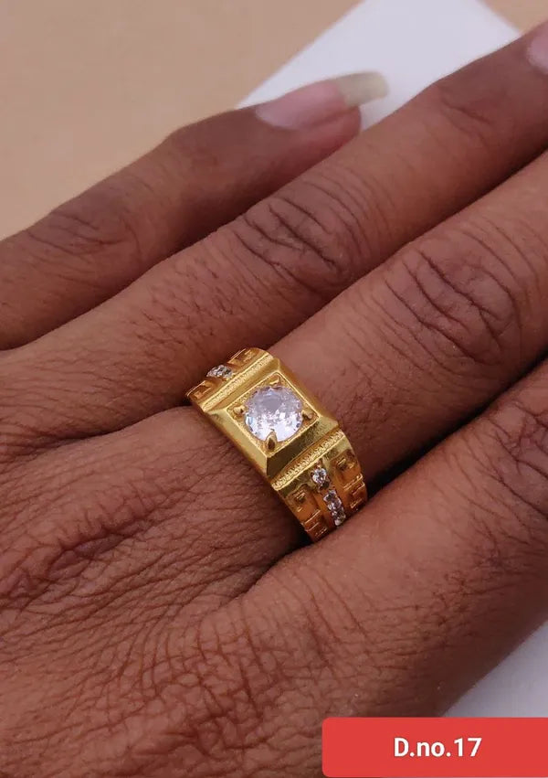 Uloveido Round Cubic Zirconia Square Hollow Wedding Ring For Men & Boys