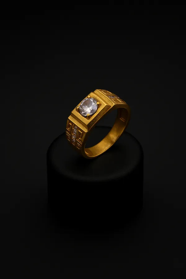 Uloveido Round Cubic Zirconia Square Hollow Wedding Ring For Men & Boys