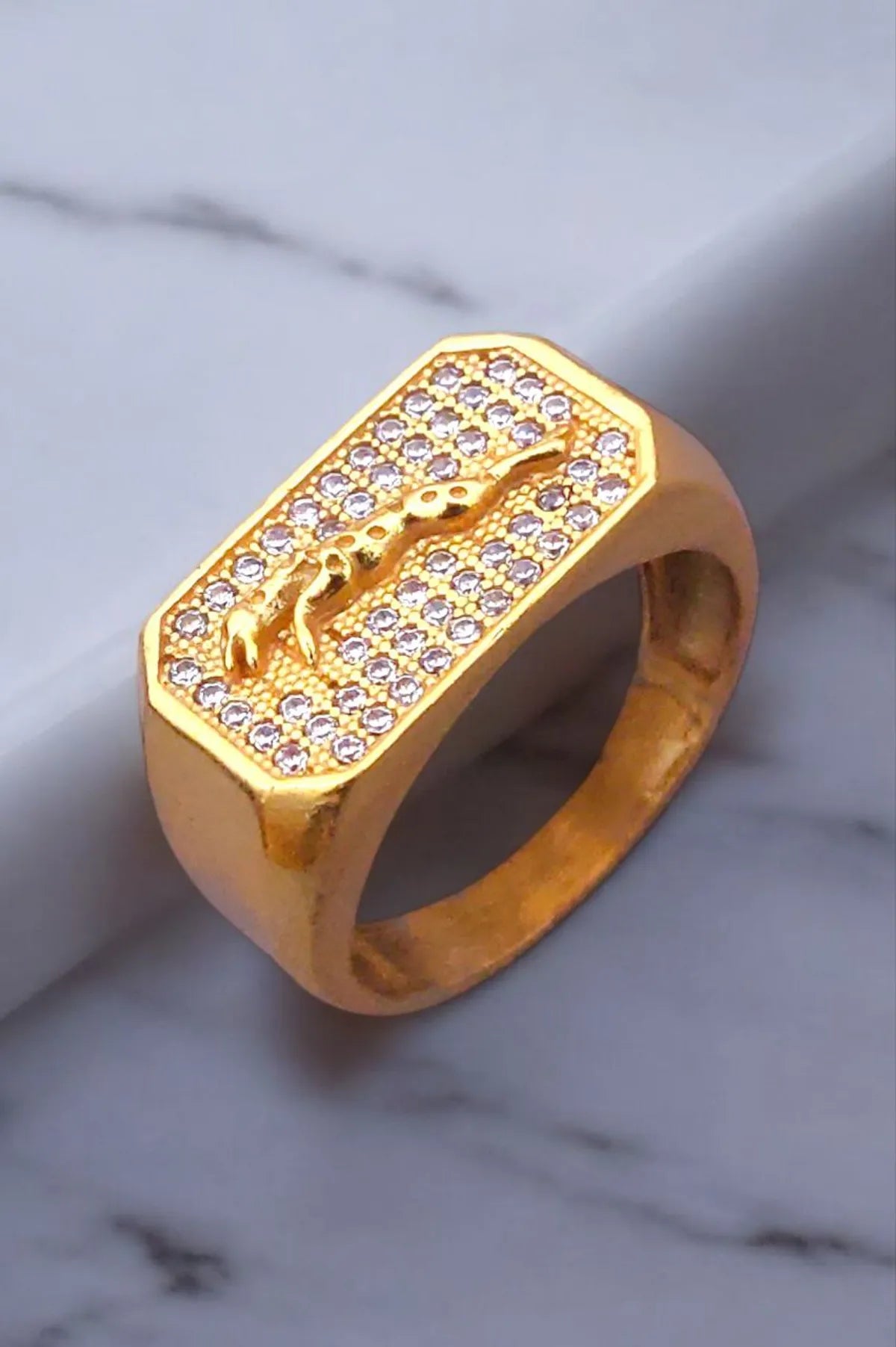 Jaguar in Rectangal Diamond Ring for Men & Boys