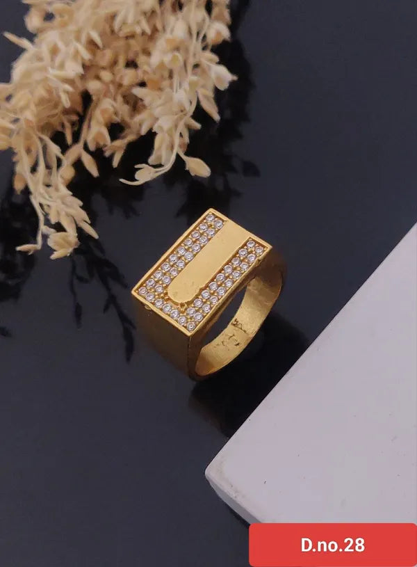 Spangel Fashion Brass Diamond Gold Plated Ring for men 7 Boys