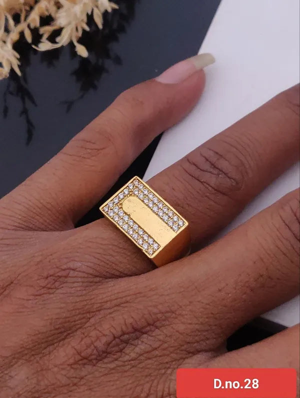 Spangel Fashion Brass Diamond Gold Plated Ring for men 7 Boys