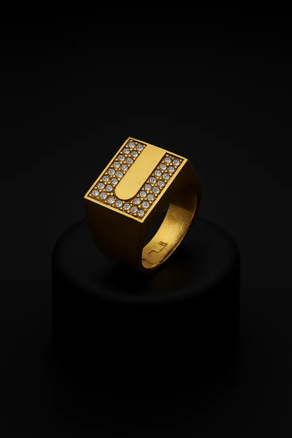 Spangel Fashion Brass Diamond Gold Plated Ring for men 7 Boys