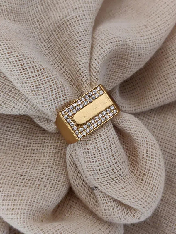 Spangel Fashion Brass Diamond Gold Plated Ring for men 7 Boys